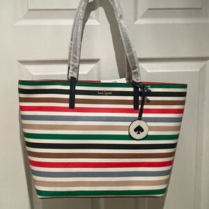 Kate Spade multi-color stripe tote NWT see description